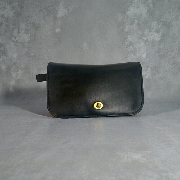 VTG Coach Convertible Clutch 9635 Black Leather Brass 90s Bag USA Tag New Strap - Picture 16 of 16